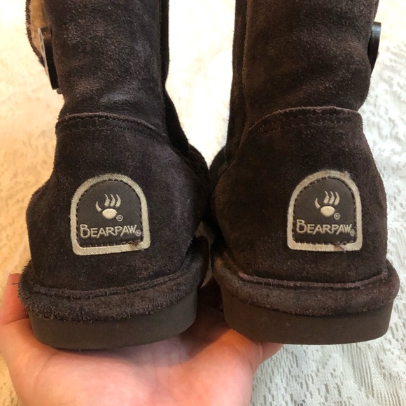 Bearpaw Lauren chocolate sheepskin button boots - Picture 8 of 16